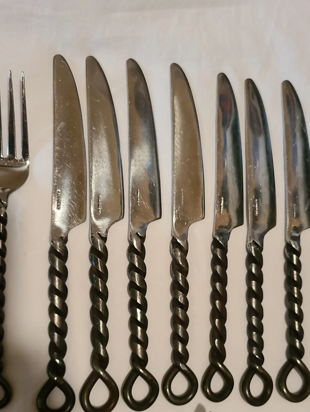 Silver Black Braid Rope Twisted Thailand Pottery Barn, 28 Pieces Flatware